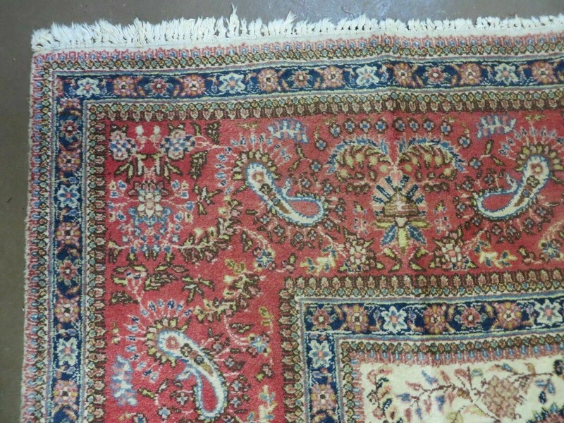 Per'sian Rug 8x10, Birds Boteh Paisleys, Cream and Red, Allover Pattern gallery