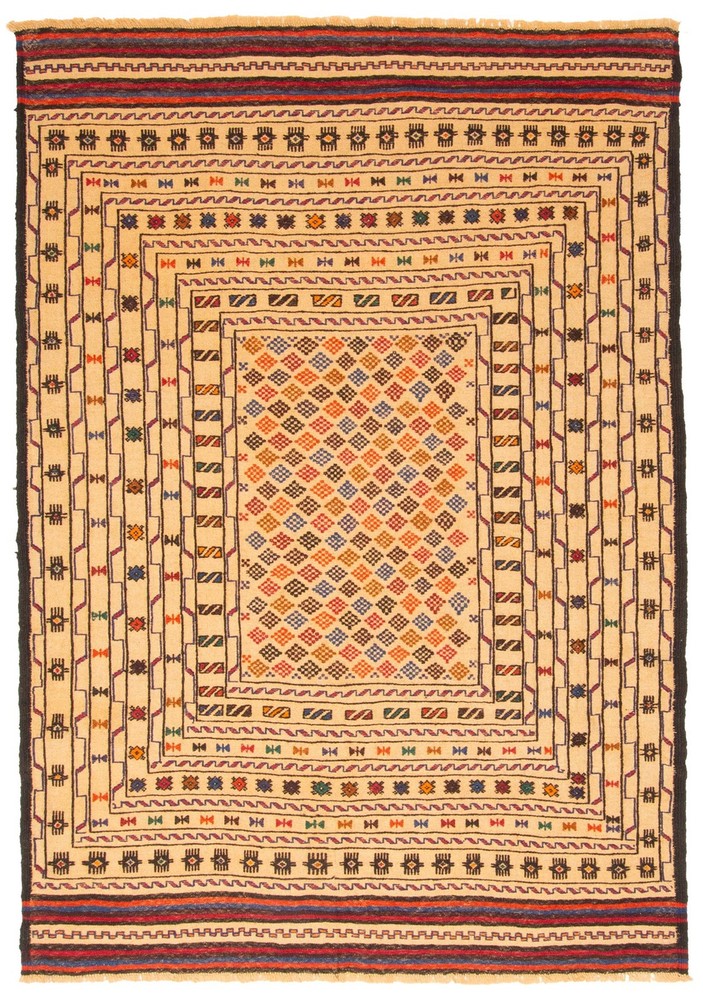 Vintage 4'3" x 6'0" Traditional Wool Hand Woven Oriental Area Rug