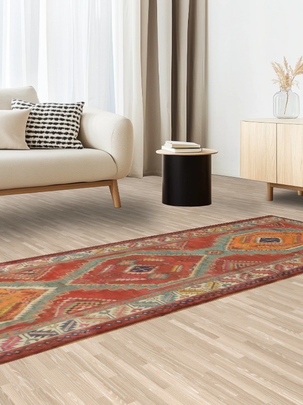 Vintage 9 ft Runner Rug 3x9 Geometric Wool Hand-made Traditional Tribal Carpet gallery