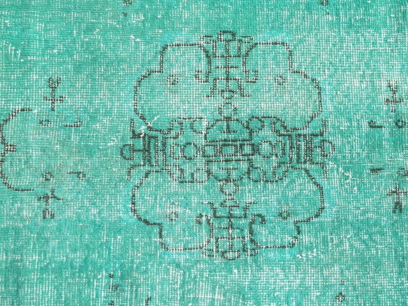 Turkish Turquoise Overdyed Rug, Vintage Wool Carpet, Handwoven Floor Rug 49"X79" gallery