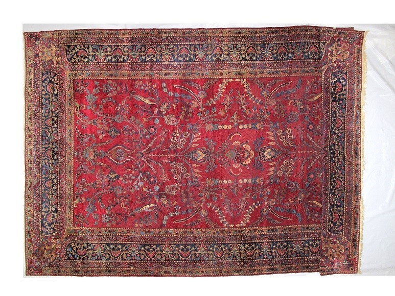 Stunning antique Hand made signed wool rug , 8'8" x 14'6 gallery