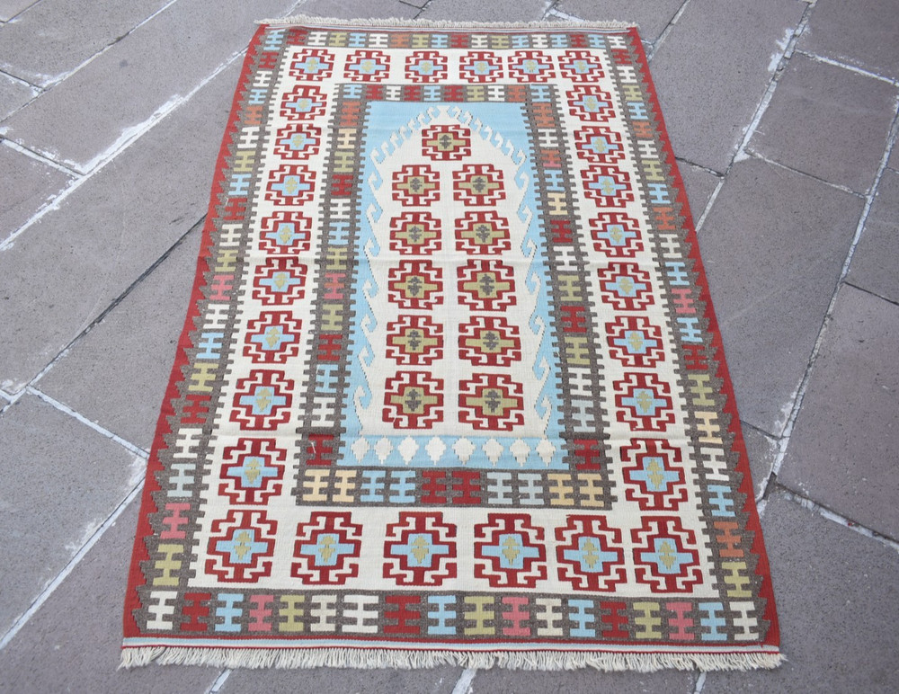 Vintage Turkish Rug 41'' x 64'' Anatolian Kayseri Prayer Rug Home Decor Wool Rug