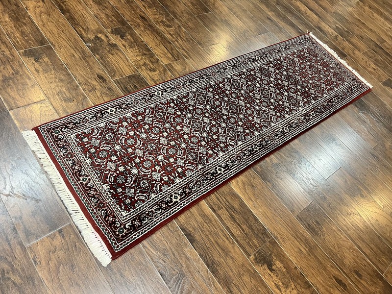 Oriental Runner Rug 2.7 x 8 Wool Handmade Vintage Hallway Carpet Red Black Mahi gallery