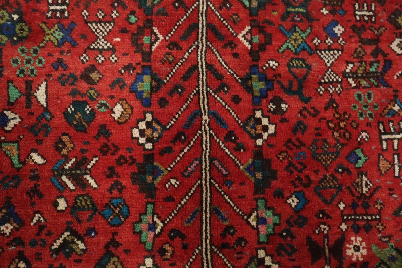 Authentic Traditional Vintage Area Rug 5x8 Handmade Wool Geometric Red Carpet gallery