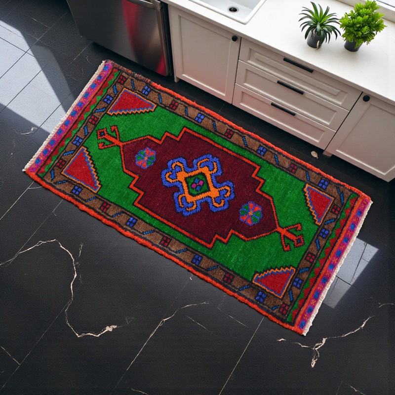 Vintage Rug, Turkish Rug, Oushak Rug, Handmade Rug, Doormat, Kitchen Rug, 2 x 3 gallery