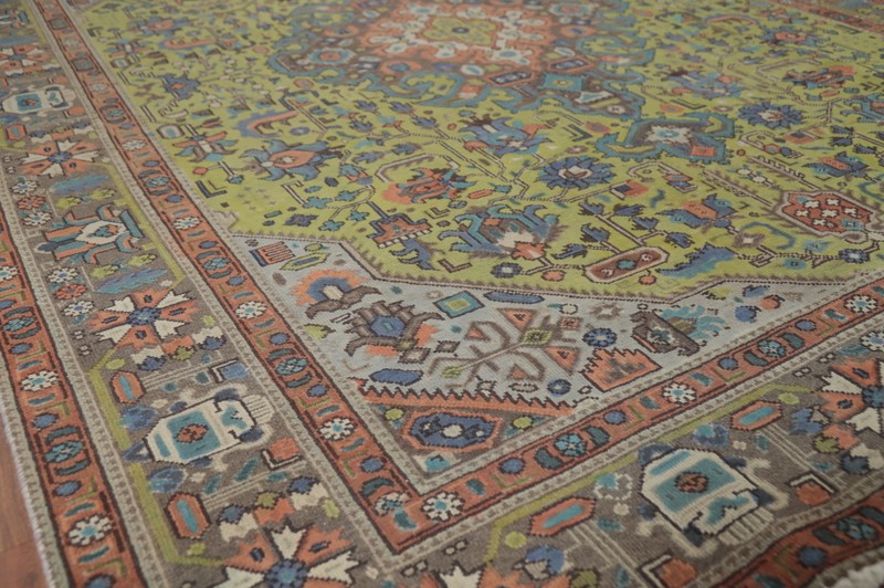 Vintage Over-Dyed Light Green Wool Living Room Area Rug Handmade Carpet 6x9 gallery