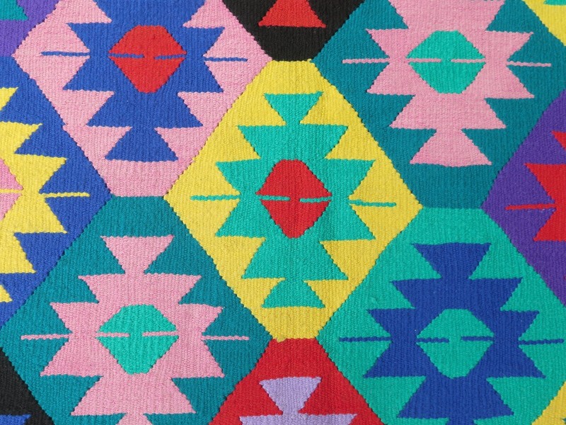 Multicolor Area Rugs, Handmade Turkish Kilim, Large Floor Carpet Teppich 75"x98" gallery