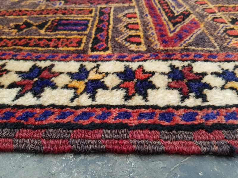 NICE Afghan Thiamani Baloch Rug prayer rug oriental wool rug vintage 132x92 cm gallery