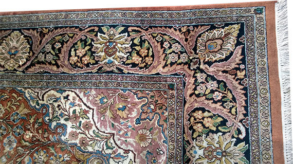 A SENSATIONAL 💯 % Silk QOUM PATTERN ON KASHMIR INDIA RUG gallery