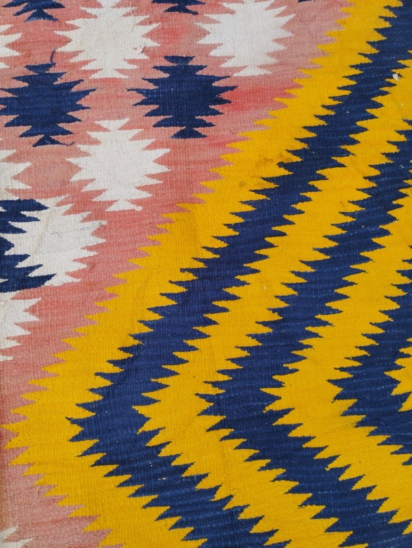 Vintage Handmade Turkish Geometric Wool Kilim Rug 201x112 cm gallery