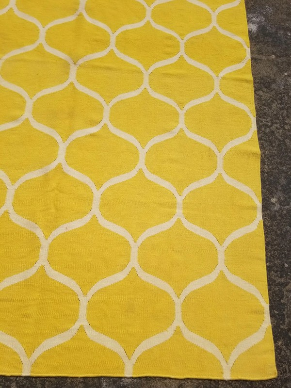 Vintage Traditional Handmade Oriental Wool Yellow Kilim Rug Carpet 7.8x5.4 ft gallery