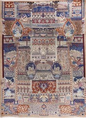 Vintage Original Area Rug Rare P.ersian Figures 10 X 13ft Kashmar Wool Rare