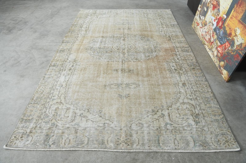 5x9 area rug, turkish wool rug, hand-knotted vintage rug, oushak rug,763 gallery