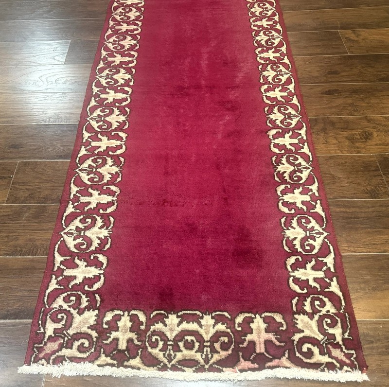 Per'sian Ker'man Runner Rug3x16, Handmade Red Carpet Runner Semi Antique Vintage gallery