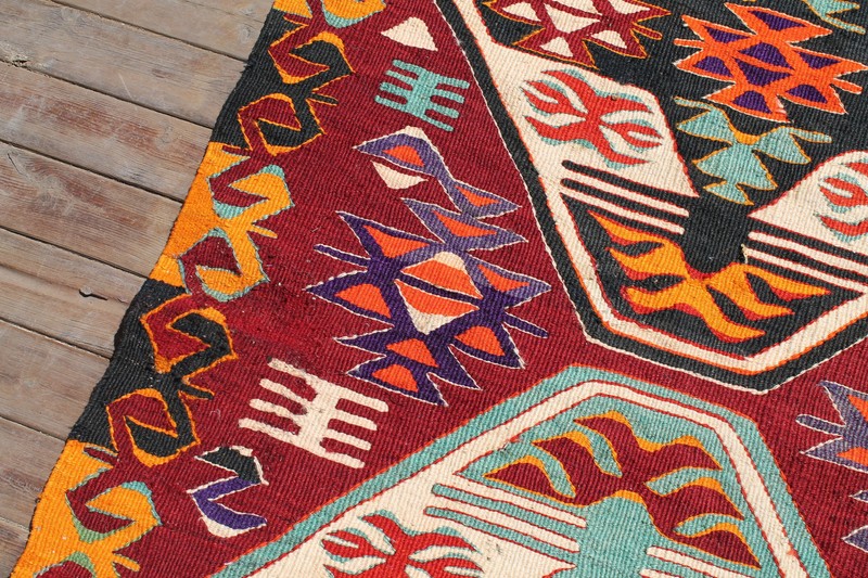 Turkish Kilim Rug 43''x115" Handwoven Adana Primitive Kilim 110x294cm Vintage gallery