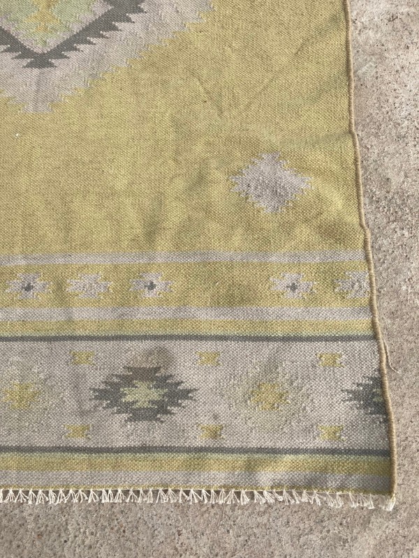 Vintage Traditional Handmade Turkish Geometric Wool Flat Kilim Rug 156x100 cm gallery
