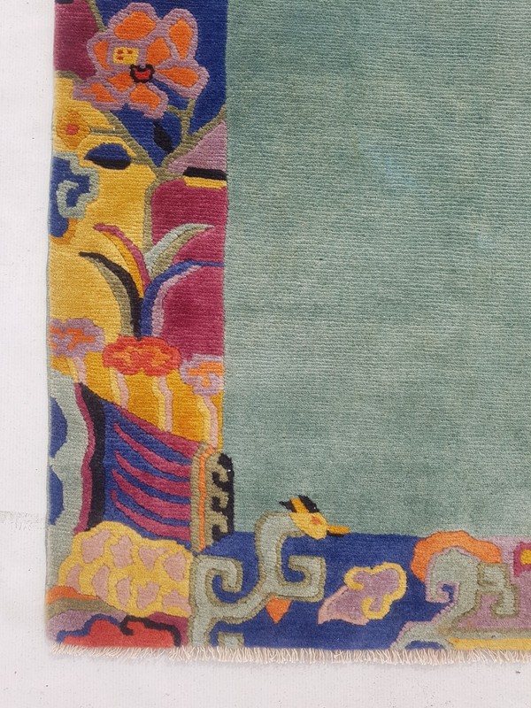 Vintage Tibetan Handmade Chinese Floral Multicolor Wool Rug Carpet 190x138 cm gallery