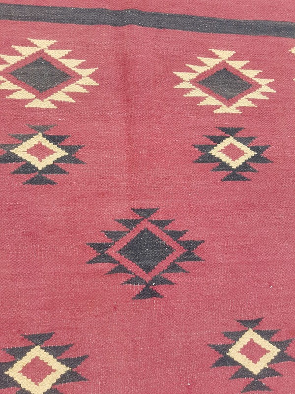 Vintage Handmade Traditional Geometric Pink Kilim Floor Rug Carpet 151x110cm gallery