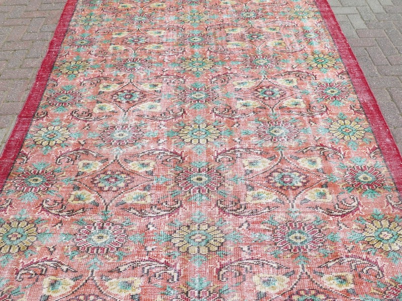 Handmade Floor Rug, Wool Rugs, Large Carpet, Vintage Turkish Area Rug 79"X106" gallery