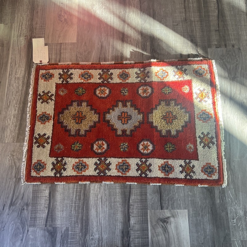 Vintage Oushak Rug Small Turkish Door Mat Hand-Knotted Wool Entryway Rug 24”x 38 gallery