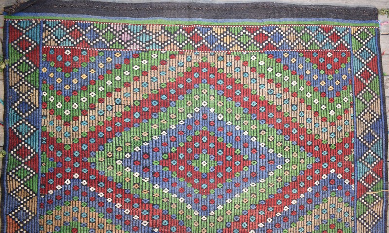 Turkish Kilim Handwoven 5'x11' Cicim Kilim Natural Wool Vintage Rug 160x355cm gallery