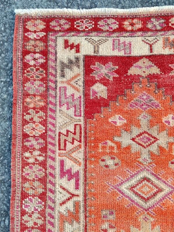3x14 Ft Antique rug Colorful, Turkish runner 3x14 vintage, Heriz rug, Herki rug gallery