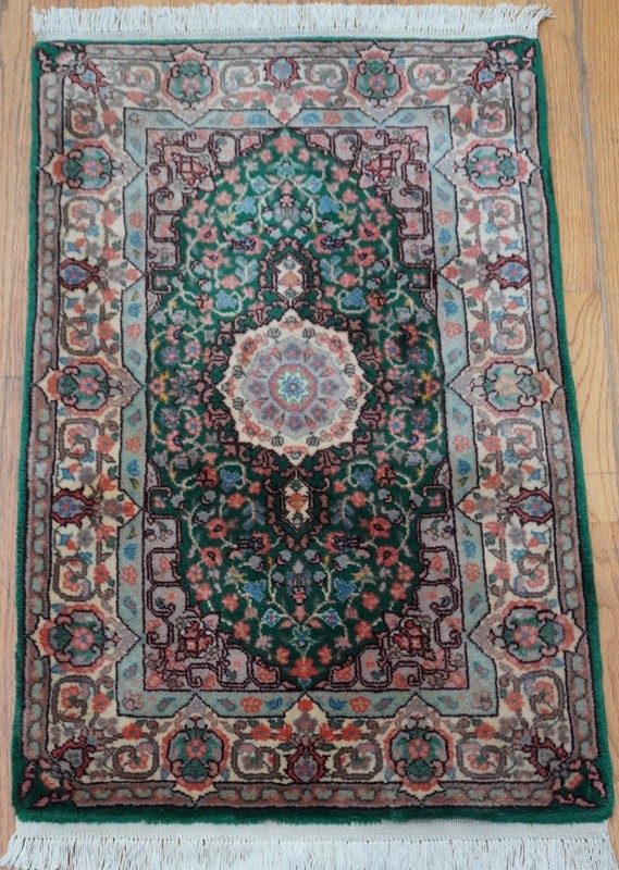 Gorgeous Kermann Hand Knotted Green Oriental Rug 2'1" x 4'3" gallery
