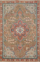 Handmade Wool Brown Foyer Rug 3×5 Vintage Traditional Accent Carpet
