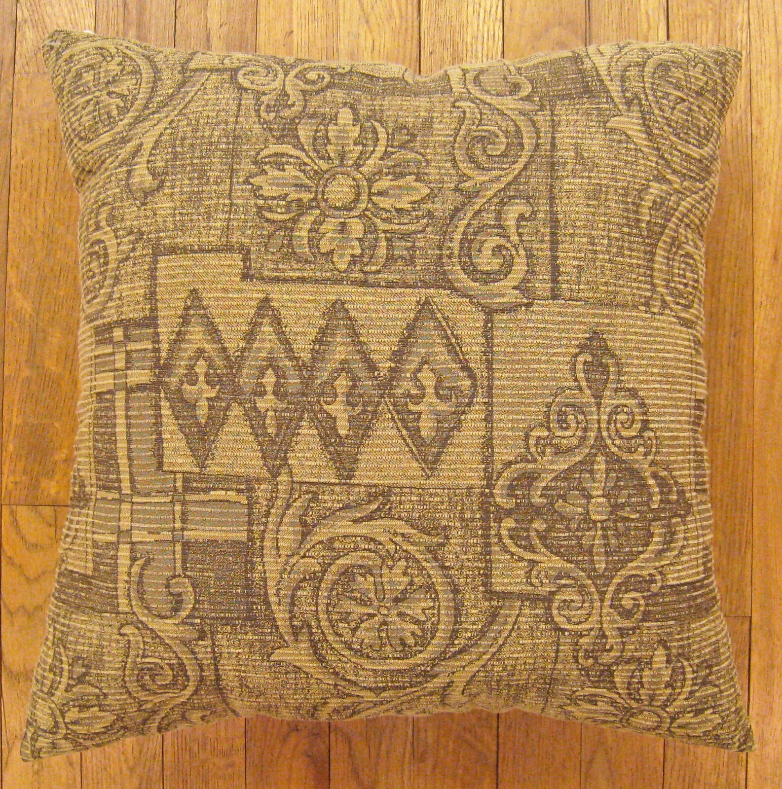 Vintage Floro-Geometric Fabric Pillow; Size 1'8” x 1'6” with FREE SHIPPING! gallery