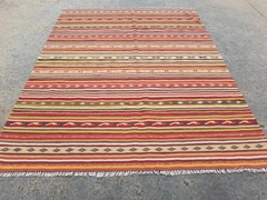 Vintage Traditional Handmade Kattrup Wool Multicolor Kilim Rug 5.8×4.5 ft