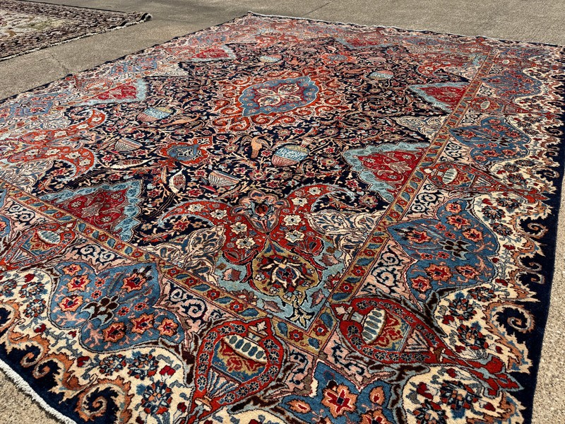 BLUE VINTAGE ORIENTAL RUG 10x12 ANTIQUE HAND-KNOTTED handmade fine clean 9x12 ft gallery