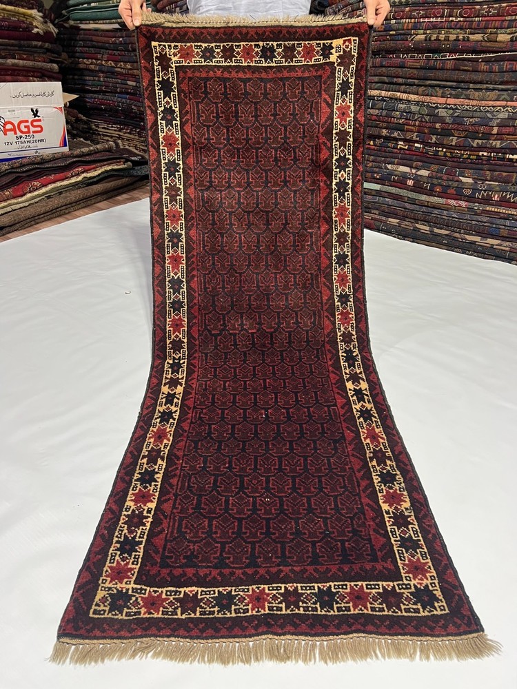 2'3 x 6'0 ft Vintage Turkish Tribal Hand Knotted Wool Rug Geometric Nomadic Rug