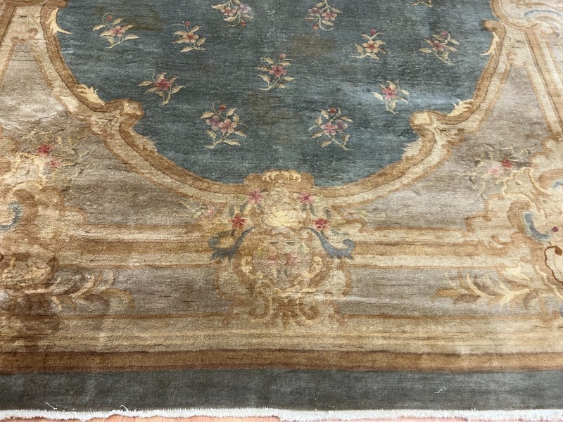 8'8" x 11'7" Antique Chinese Aubusson Oriental Rug - 100% Wool - Hand Made gallery