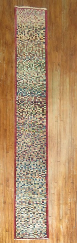 Vintage Decorative Turkish Art Deco Rug Size 2'3''X15'6'' gallery