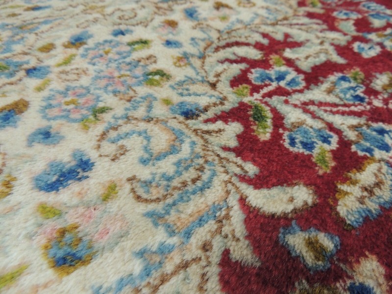 10x14 Antique Kermaan SIGNED Oriental Area Rug wool Red Green Blue Medallion gallery
