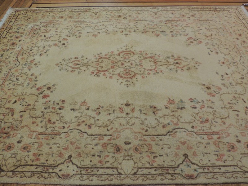 8x10, 7x10 Antique Kermaan Oriental Area Rug Beige Orange Brown Blue wool gallery