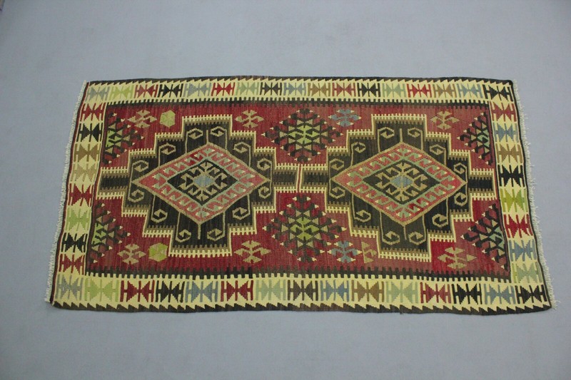 Cappadocia Handwoven Kilim Area Rug Anatolian Ethnic Vintage Wool Carpet 4x6 ft gallery