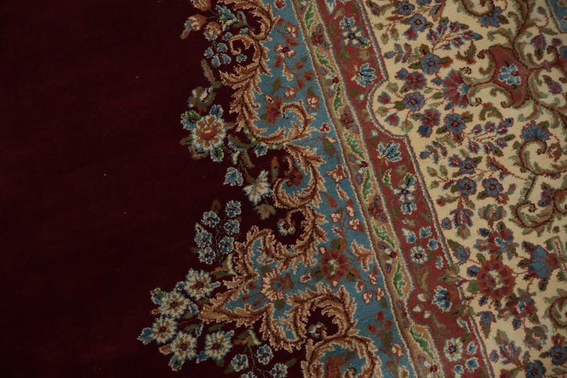 Classic Burgundy Palace Size Rug 12x16 Wool Hand-made Medallion Vintage Carpet gallery