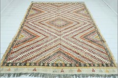 Vintage Turkish Cal Kilim Rugs,Embroidered Wool Kilim 78″x105″ Area Rug,Carpet