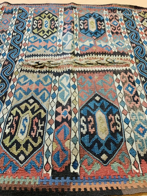 very rare antique caucasian kazak kilim wedding gift size 128x67cm gallery