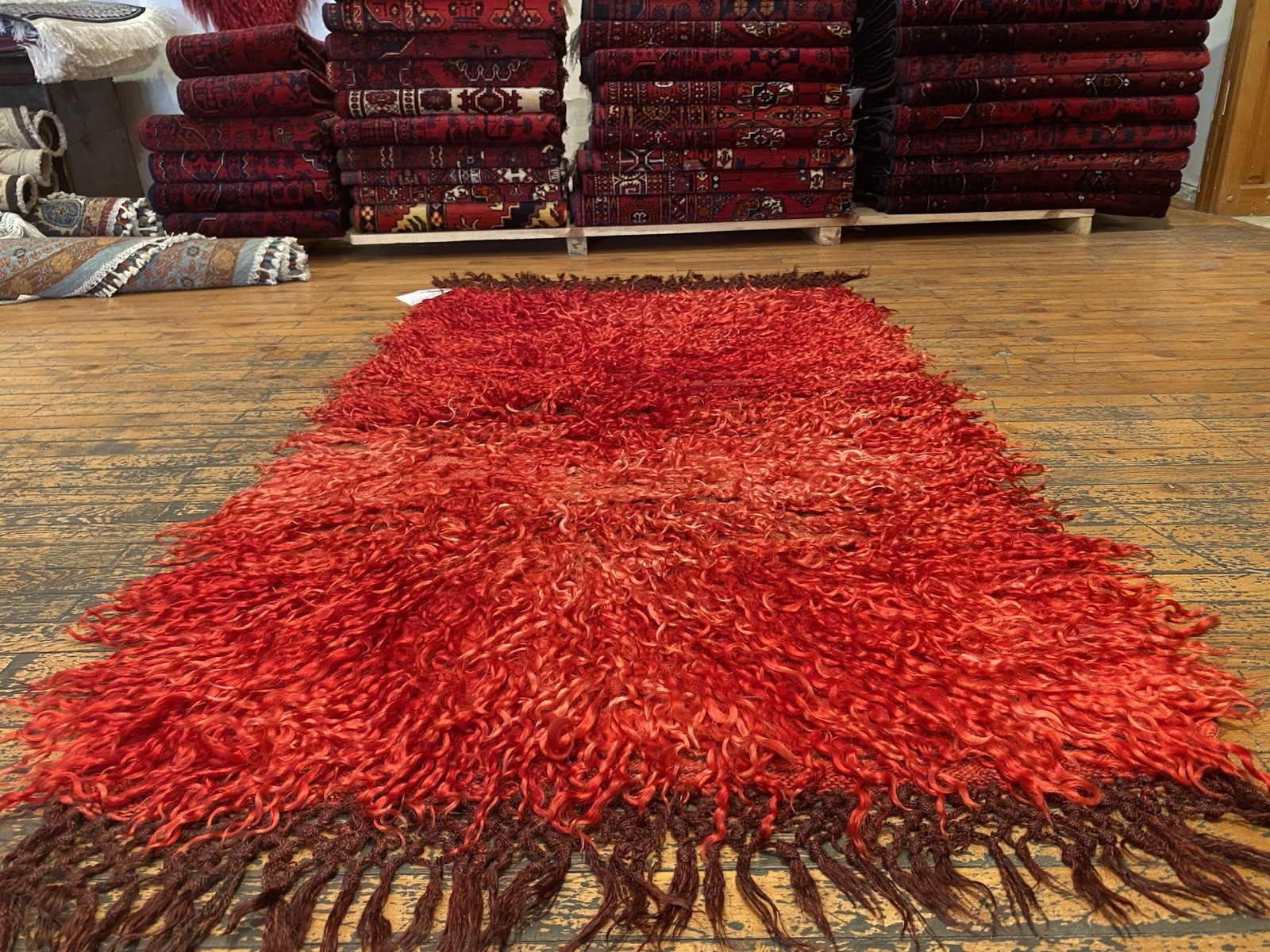 Fine Antique 1930-1940s Angora Shaggy Natural Dye Rug Konya Region 3’x5’5” gallery