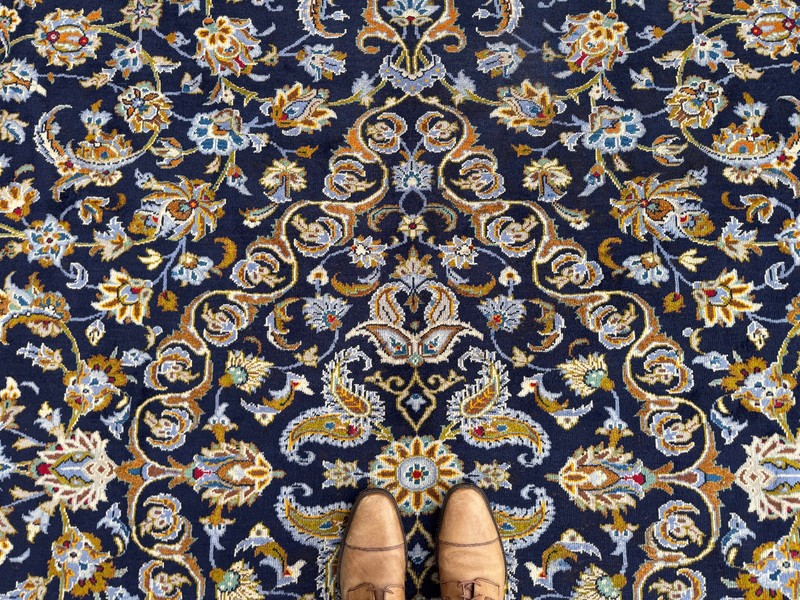 10x14 BLUE ANTIQUE RUG HAND-KNOTTED vintage oriental big fine wool handmade navy gallery