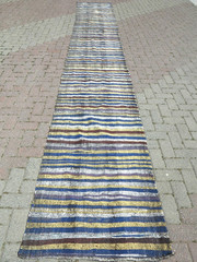 Vintage Turkish Handmade Kilim Runner, Hallway Rug, Striped Rug Runner 3×19 ft