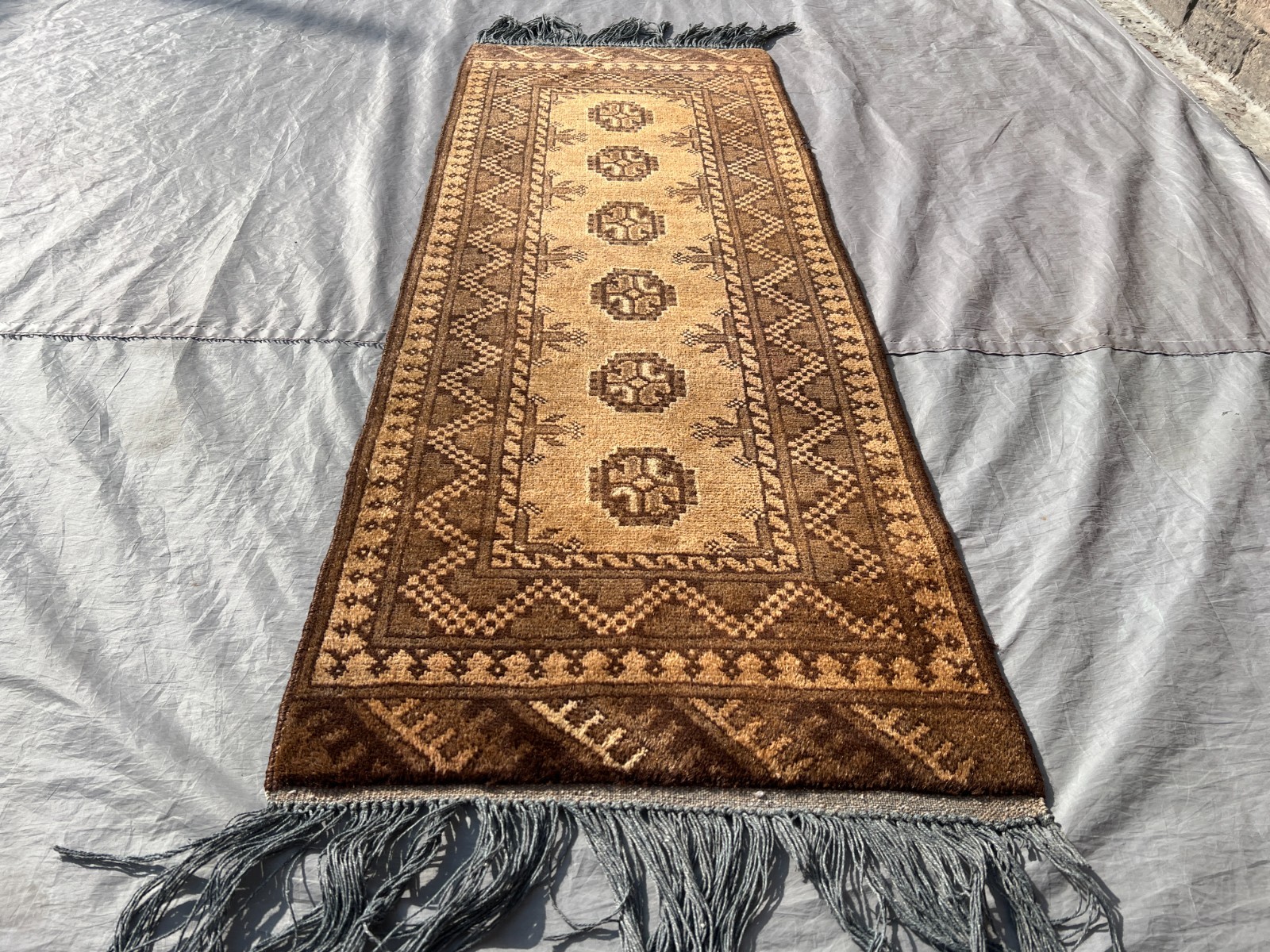 Terracotta Antique Afghan Runner Rug 2x5 Hand Knotted Turkmen Muted Wool Carpet gallery