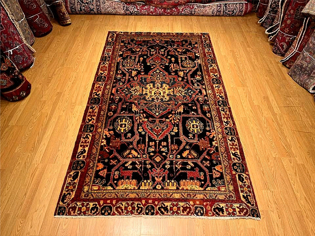 5x9.2 Hand Knotted Vintage One Of A kind Village Made Natural Wool Pictorial Rug gallery