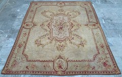 Antique French Aubusson: Handmade Needlepoint Rug, Living Room Carpet (8×10 ft.)