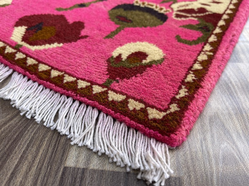 war rug Mini Afghan Handmade Rug 78x62 Cm Handicrafts Poppy Flower Rug S318 gallery