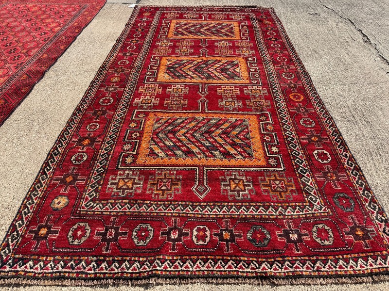 5x10 ANTIQUE ORIENTAL RUG HAND-WOVEN VINTAGE RED HANDMADE geometric caucasian ft gallery