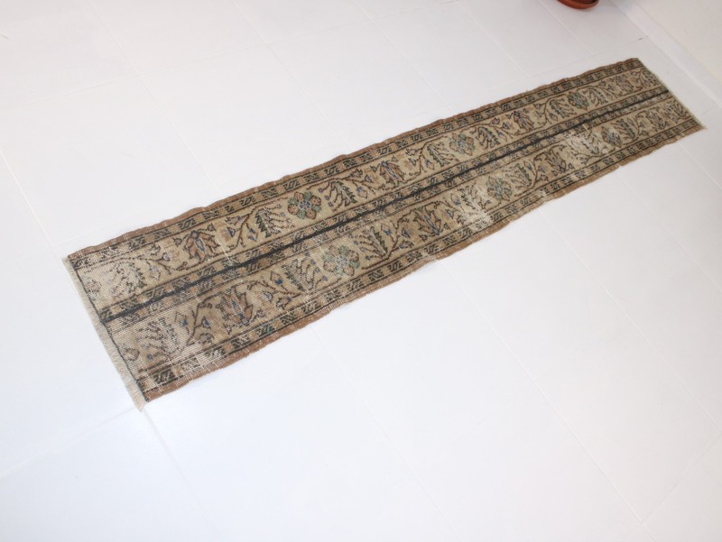 1.3 x 8.0 Feet Beige Patchwork Runner Rug – Handmade Turkish Hallway & Corridor gallery