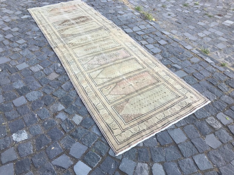 Turkish Vintage Rug Handmade Wool Rug Bohemian Runner Rug Home Rug3,1 x 9,4 ft gallery